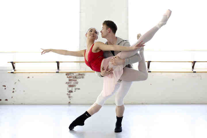 Company dancers Kristie Latham (left) and Marty Roosaare pose for a portrait at BalletMet in Columbus. The pair will perform in "Interplay" by Jerome Robbins as part of "Tour de Force: A Collection of Short Ballets" from March 16 through March 24, 2018 at the Davidson Theatre in Columbus.    (Joshua A. Bickel / The Columbus Dispatch)